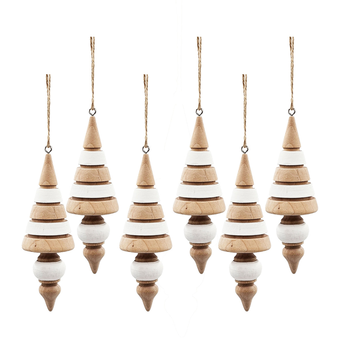 2x2x6'' Eucalyptus Icicle Ornament, Decorative Hanging Ornaments for Holiday Party Decorations, Set of 6