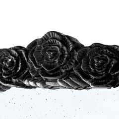 30" x 65"  Hand Carved Rose Antique Mirror Frame, Large Arch Mirror Wall Decor for Living Room, Bathroom, Entryway(Black)