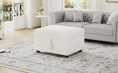 26.6" Ottoman Movable Storage Ottoman Footrest for Living Room, Bedroom, Beige