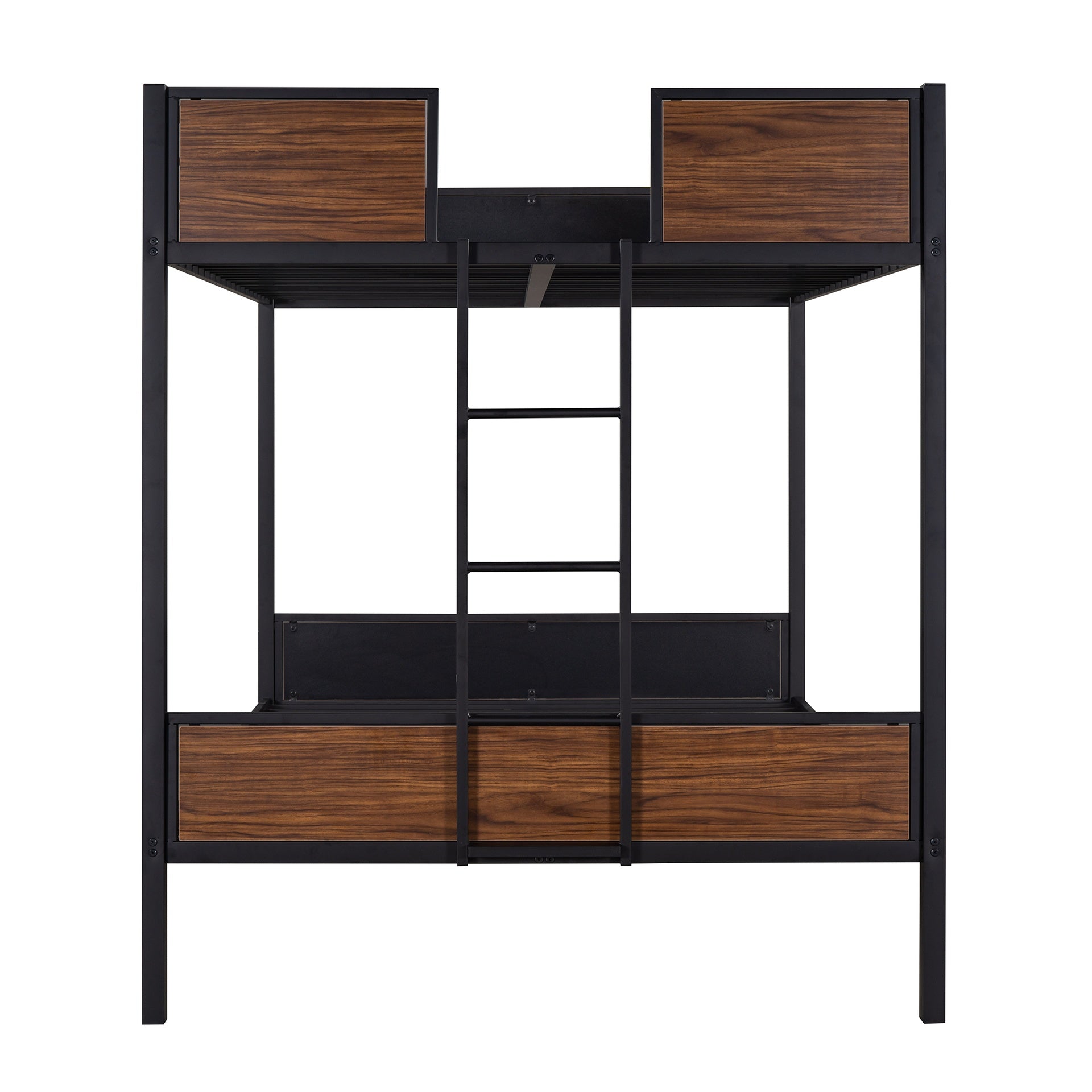Full-over-full bunk bed modern style steel frame bunk bed with safety rail, built-in ladder for bedroom, dorm, boys, girls, adults(OLD SKU: MF190840AAD)