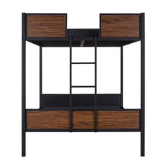 Full-over-full bunk bed modern style steel frame bunk bed with safety rail, built-in ladder for bedroom, dorm, boys, girls, adults(OLD SKU: MF190840AAD)