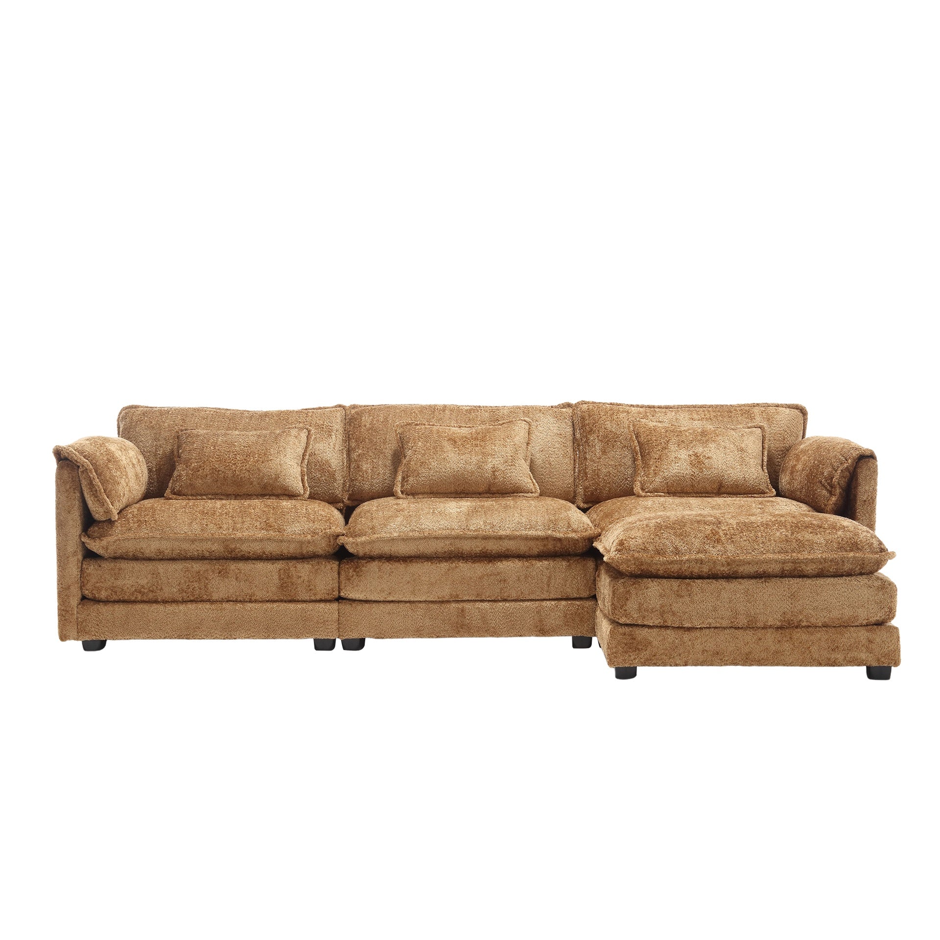 UNITED WE WIN 112" Oversized Sectional Sofa Cloud Couch for Living Room, Modern Chenille L Shaped Couch, Comfy Boucle Modular Sofa Sleeper with Moveable Ottoman & Memory Foam