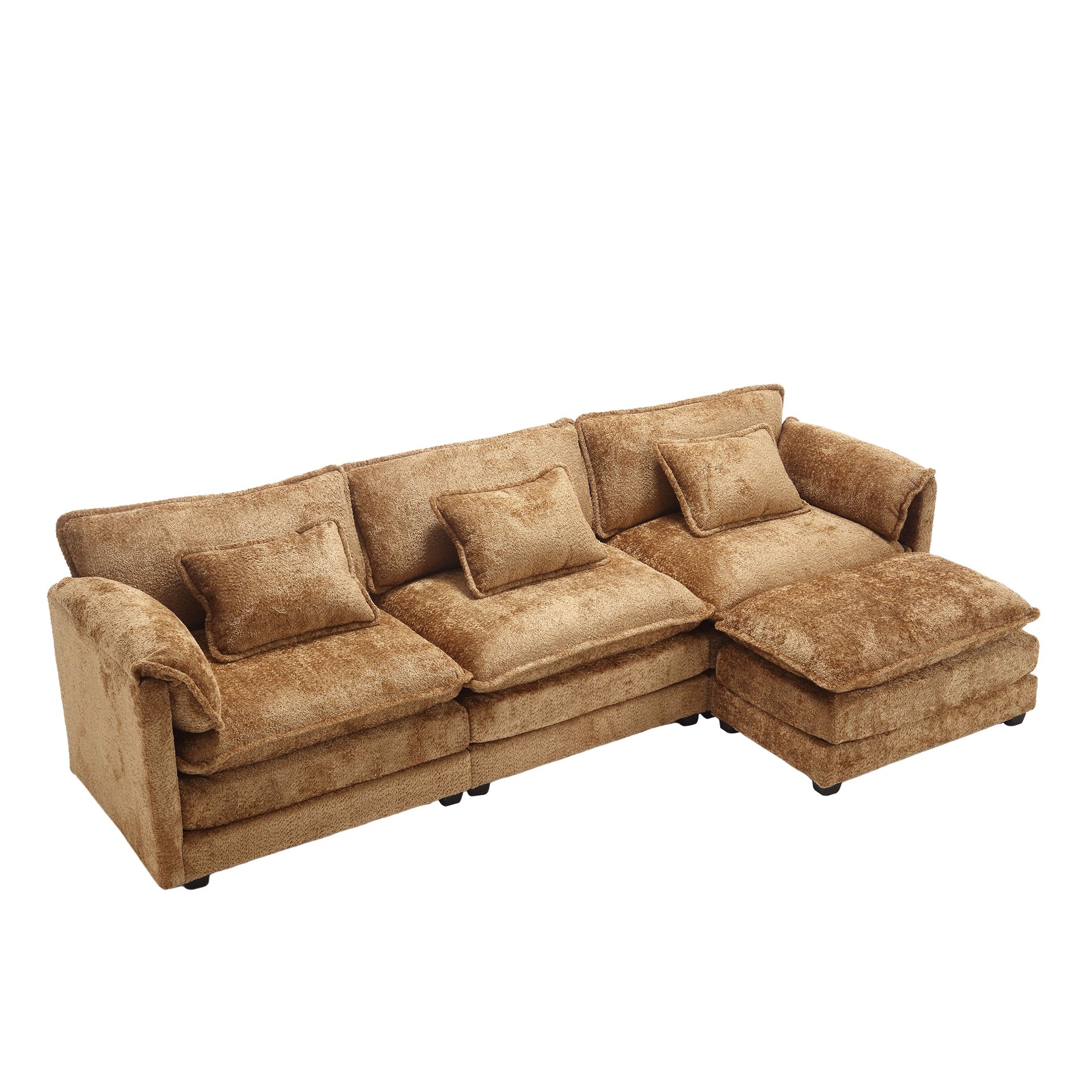 UNITED WE WIN 112" Oversized Sectional Sofa Cloud Couch for Living Room, Modern Chenille L Shaped Couch, Comfy Boucle Modular Sofa Sleeper with Moveable Ottoman & Memory Foam