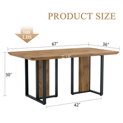 Modern minimalism and luxurious wood rectangular patterned dining table. The computer desk. Dining tables are used in the dining room, living room.67 *36 *30 Density Board Sticker,Iron Pipe Spraying,