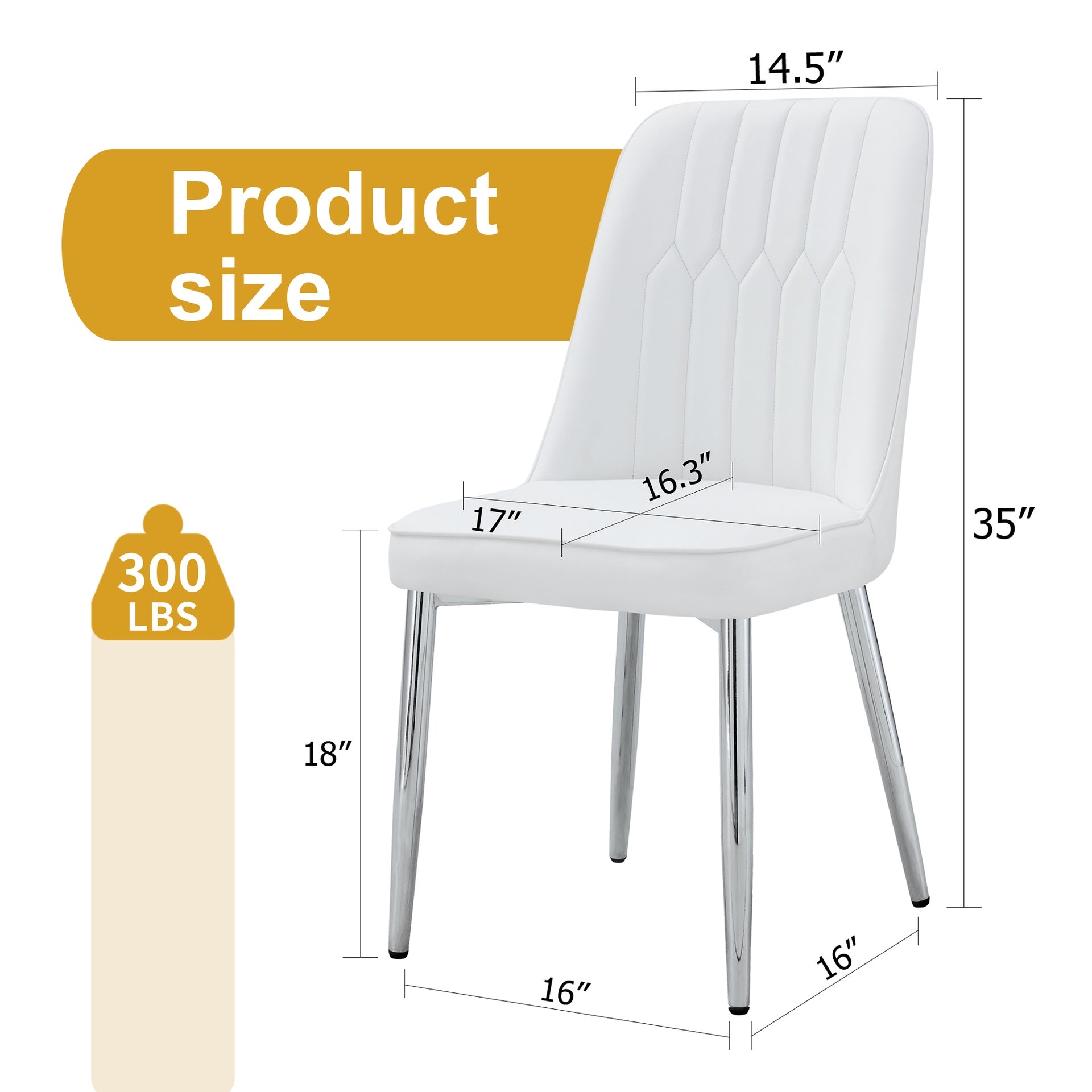 4 modern dining chairs, sleek PU leather backrest, and silver metal legs bring a comfortable home experience to the kitchen, bedroom, and office.W1151P183318