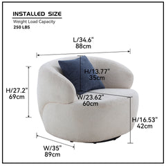 Swivel Barrel Chair Living Room, Single Chair for Small Space Comfy Round Sofa Chair Boucle Accent Chair Circle Sherpa, Arm Chair Reading Room Chair Lounge Chair Bedroom Club(Same Sku:W87663984)