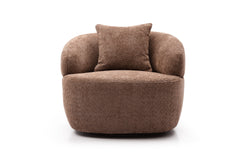 360° Swivel Mid Century Modern Curved Sofa, 1-Seat Cloud couch Boucle sofa Fabric Couch for Living Room, Bedroom, Office Brown(Same Sku:W876P199951)