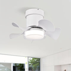 21 inch Ceiling Fan with 3 Color Temperatures Light and Remote Control DC Motor Powerful and low noise Small Space ceiling fan for Kitchen Bedroom Dining room Toilet Patio (Matte White)