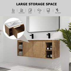 48"  Wall Mounted Bathroom Vanity With Double Sink, Soft Closing Door Hinge (KD-Package)-BVB07348IMOX-GRB4840D
