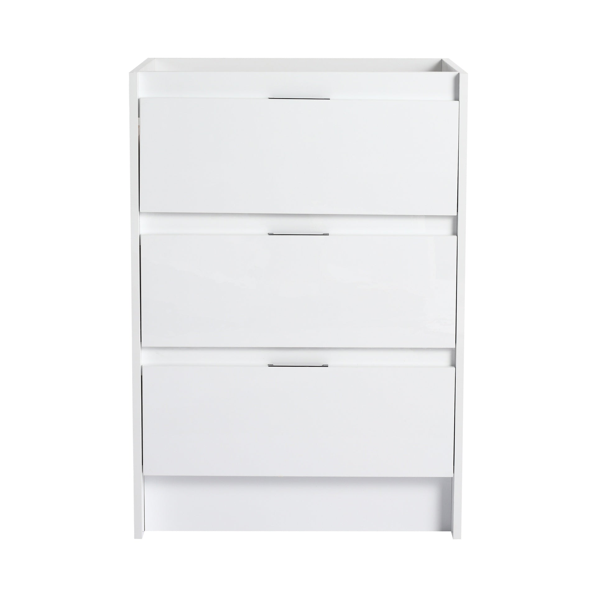 24" Freestanding Bathroom Cabinet, 3-Soft Close Drawers, Glossy White,(KD-Packing) (Only Vanity)