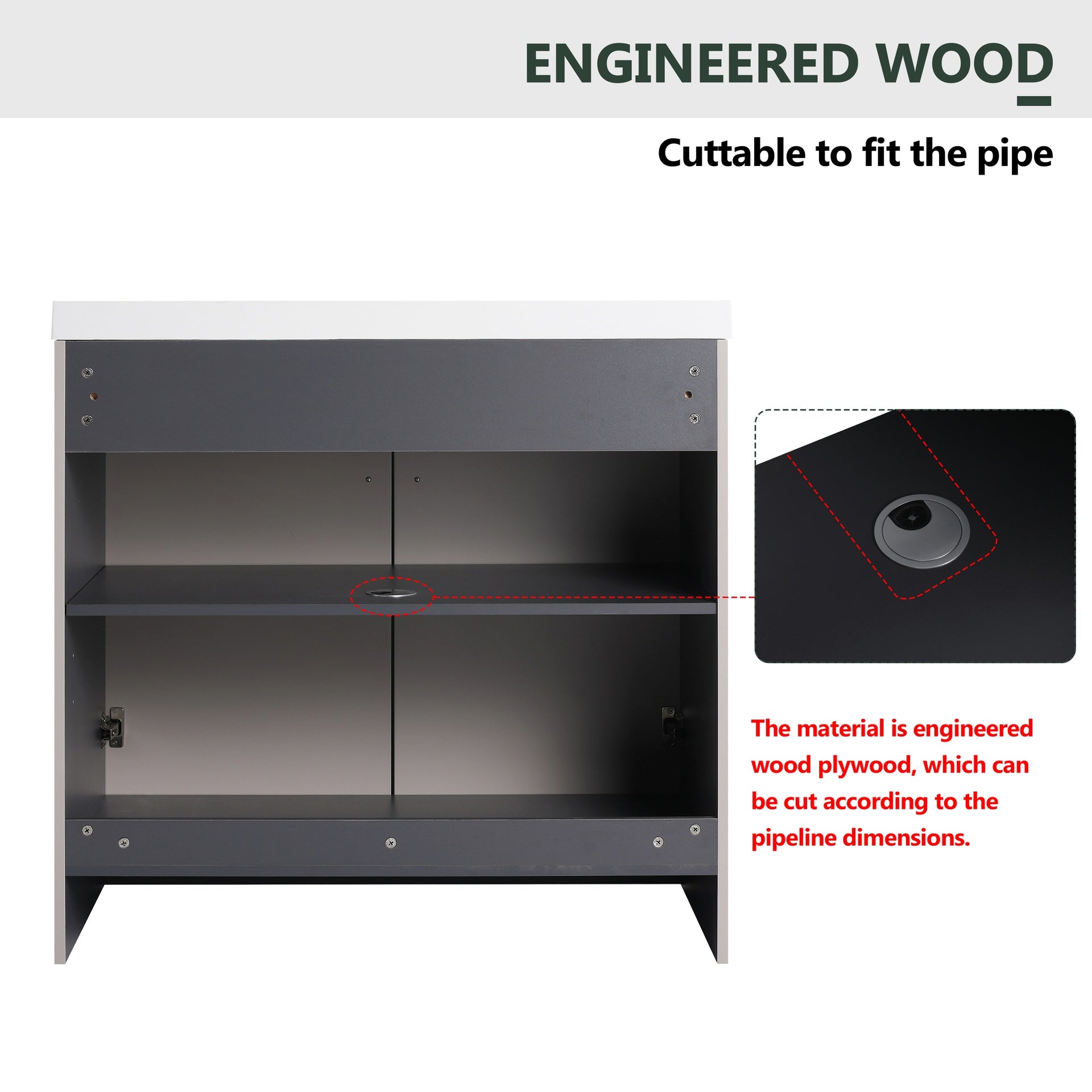36" Freestanding Bathroom Vanity & 2 Soft-Close Cabinet Doors (KD-Packing)-Excluding Sink