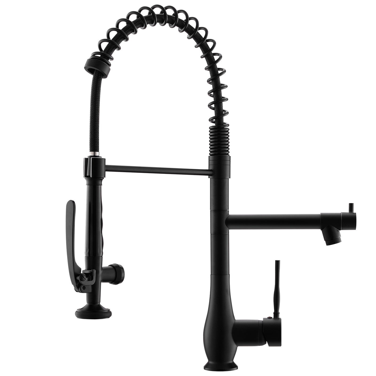Commercial Kitchen Faucet Pull Down Sprayer Black and Nickel,Single Handle Kitchen Sink Faucet