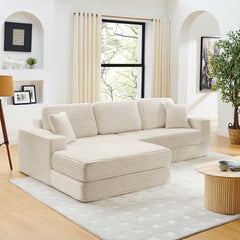 Left sofa seat,L shape Modular Sectional Sofa, Compressed Sectional Sofa Modern Minimalist Style Corduroy Couch,Unfold into a bed, Bedroom, Comfy Compressed Sofa Couch Space-Efficient Design-Beige