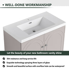 36" Freestanding Bathroom Vanity with White Resin Sink  & 2 Soft-Close Cabinet Doors (KD-Packing)