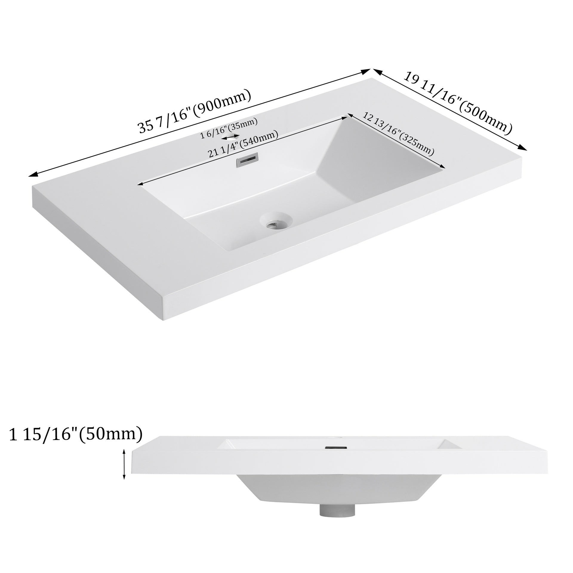 36" Bathroom  Resin Sink