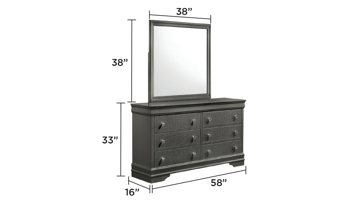 Blaze Upholstered Modern Style 5 Pc Full Bedroom Set with LED Headboard Made with Wood in Metallic Gray(CA WAREHOUSE)