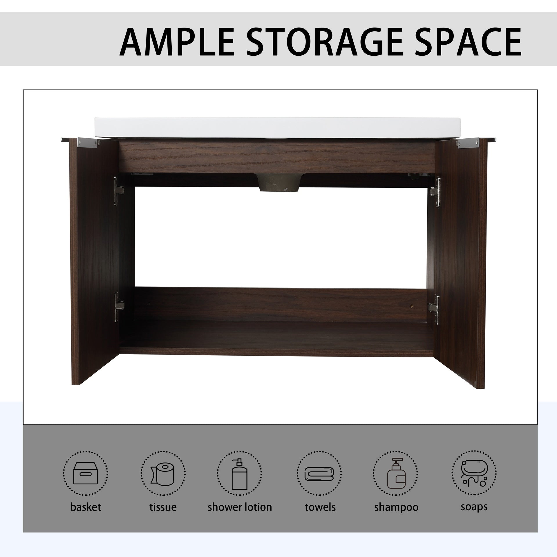 Soft Close Doors Bathroom Vanity With Sink,30 Inch For Small Bathroom,30x18-00630CAW(KD-Packing)