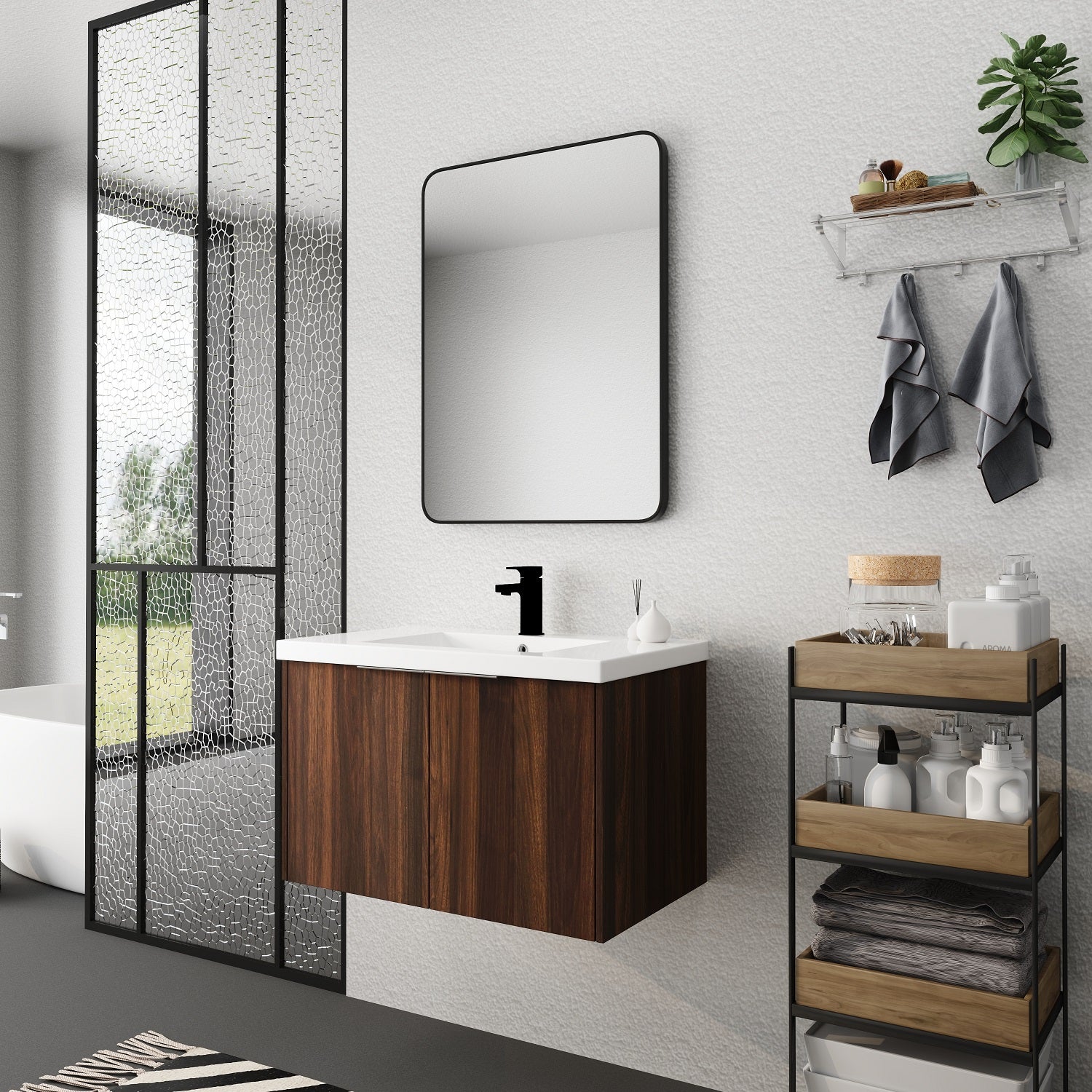 Soft Close Doors Bathroom Vanity With Sink,30 Inch For Small Bathroom,30x18-00630CAW(KD-Packing)