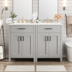 Modern 48-Inch Bathroom Vanity with Ceramic Sink, Soft-Close Doors, Flip Drawer, Double-Layer Door Shelves, Elegant Storage Solution