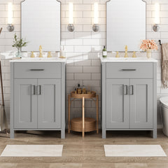 Modern 48-Inch Bathroom Vanity with Ceramic Sink, Soft-Close Doors, Flip Drawer, Double-Layer Door Shelves, Elegant Storage Solution