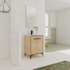 24 Inch Bathroom Vanity Base with basin, Storage Cabinet with Doors, Engineered Wood