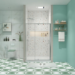 50-54" W x 71" H Piovt Swing Glass Shower Door,Pivot Frame Sliding Shower Door with 1/4"(6mm) Clear SGCC Tempered Glass,Chrome Finish Shower Doors,Reversible Installation