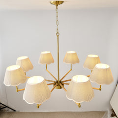 8-Light  Rope + Fabric shade Chandelier,Gold  Chandelier,Chandelier Romantic Golden,Adjustable Pendant Lights  Living Room Dining Room Decoration Lamp Custom Hotel Project Lighting - Gold-