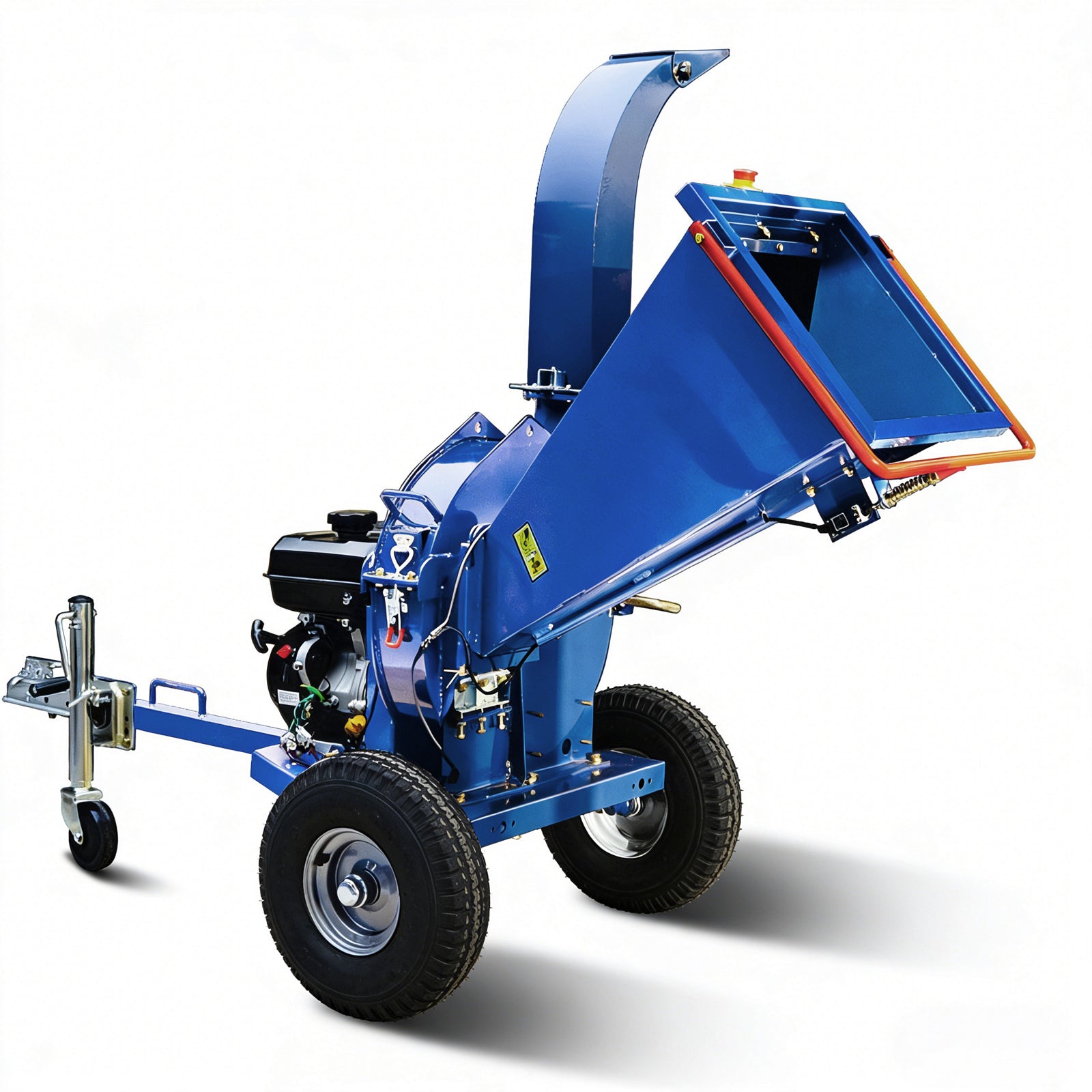 5-Inch 420cc 15HP Gas Powered Disc Wood Chipper, 	Recoil Start, Leaf Branch Shredder Mulcher with 2'' Coupler Tow Hitch, Jockey Wheel, Emergency Stop Bar, Towable Wood Chipper Shredder