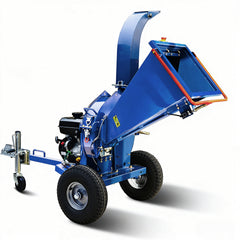 5-Inch 420cc 15HP Gas Powered Disc Wood Chipper, 	Recoil Start, Leaf Branch Shredder Mulcher with 2'' Coupler Tow Hitch, Jockey Wheel, Emergency Stop Bar, Towable Wood Chipper Shredder
