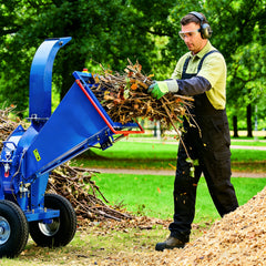 5-Inch 420cc 15HP Gas Powered Disc Wood Chipper, 	Recoil Start, Leaf Branch Shredder Mulcher with 2'' Coupler Tow Hitch, Jockey Wheel, Emergency Stop Bar, Towable Wood Chipper Shredder