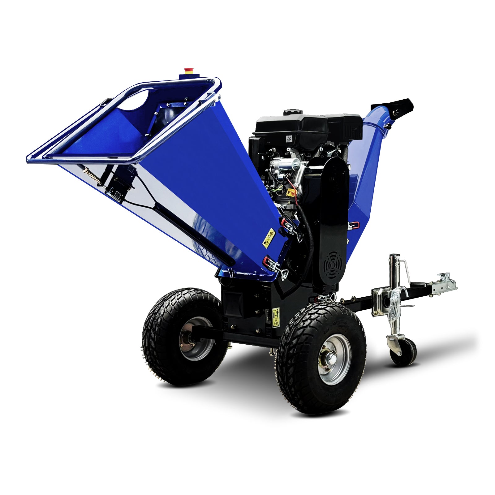 6-Inch 420cc 15HP Gas Powered Wood Chipper, E-Start, Leaf Branch Shredder Mulcher with 2'' Coupler Tow Hitch, Jockey Wheel, Towable Wood Chipper Shredder