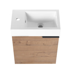 18'' Floating Wall-Mounted Bathroom Vanity with White Resin Sink & Soft-Close Cabinet Door