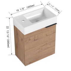 18'' Floating Wall-Mounted Bathroom Vanity with White Resin Sink & Soft-Close Cabinet Door