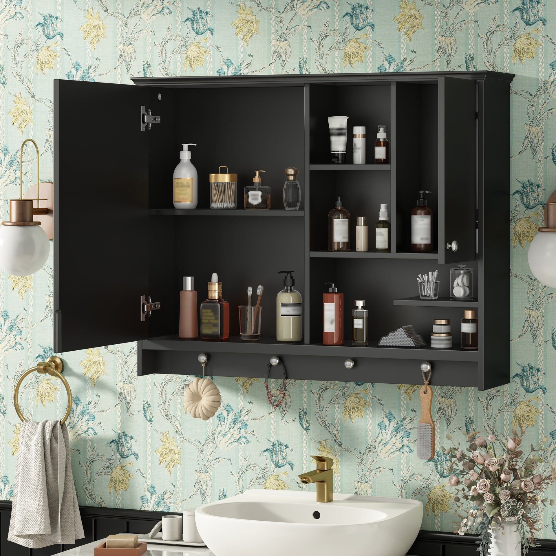 36 Inch Wall Mounted Medicine Cabinet, Bathroom Storage Cabinet with Mirror Door and Adjustabl Shelf, Mirror Cabinet for Bathroom