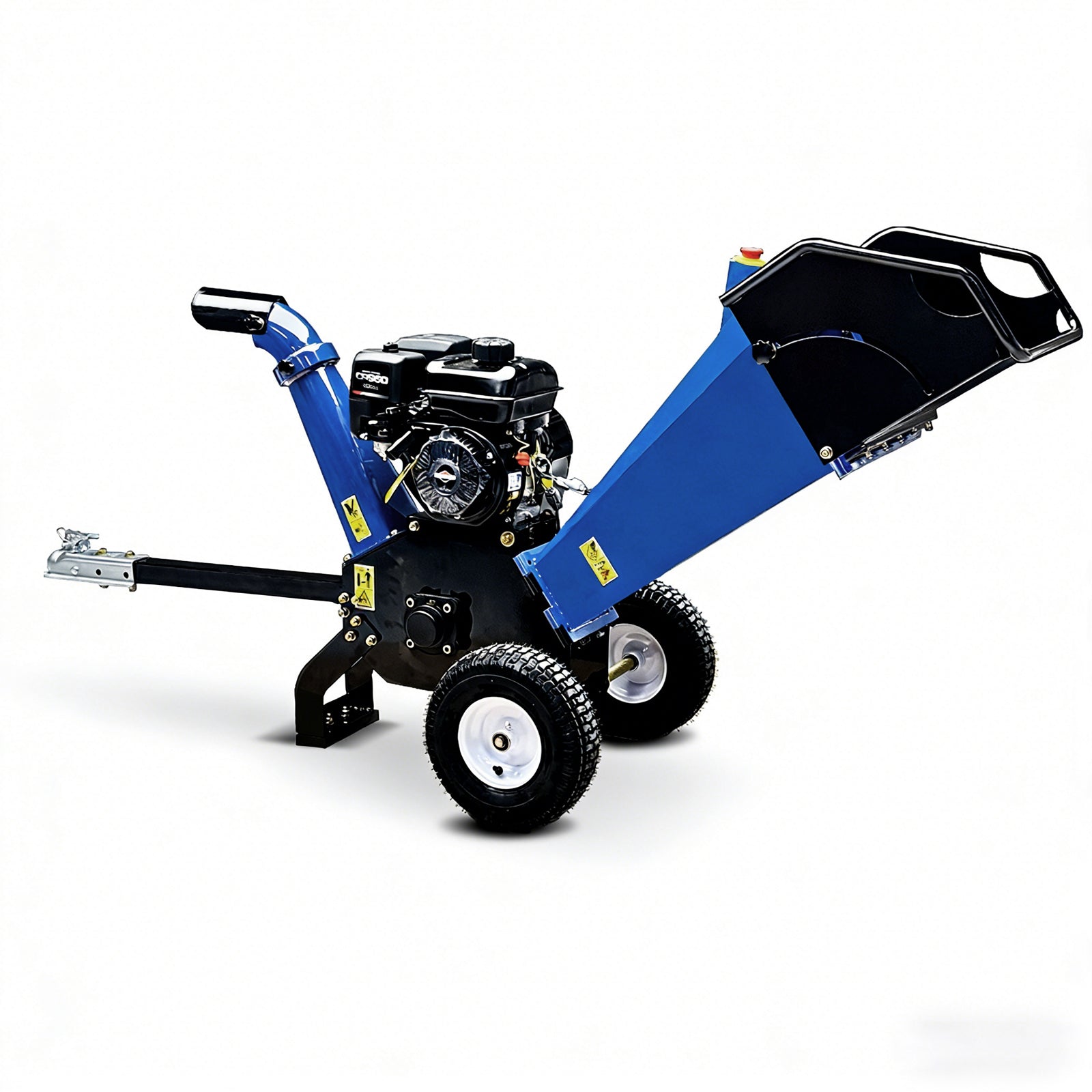 4-Inch 208cc 6.5HP Gas Powered Wood Chipper, Recoil Start, Leaf Branch Shredder Mulcher with 2'' Coupler Tow Hitch, Towable Wood Chipper Shredder