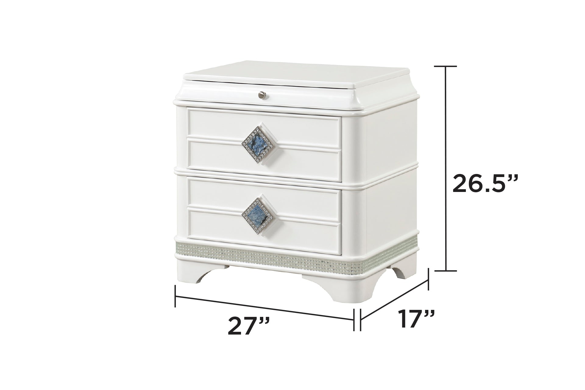 Laguna Modern Style 5 Pc King Upholstered Bedroom Set Made with Wood and Crystal Accents in White(CA INVENTORY)