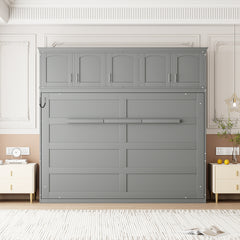 Queen Size Murphy Bed Wall Bed with Top Cabinets,Gray(OLD SKU :LP006665AAE)
