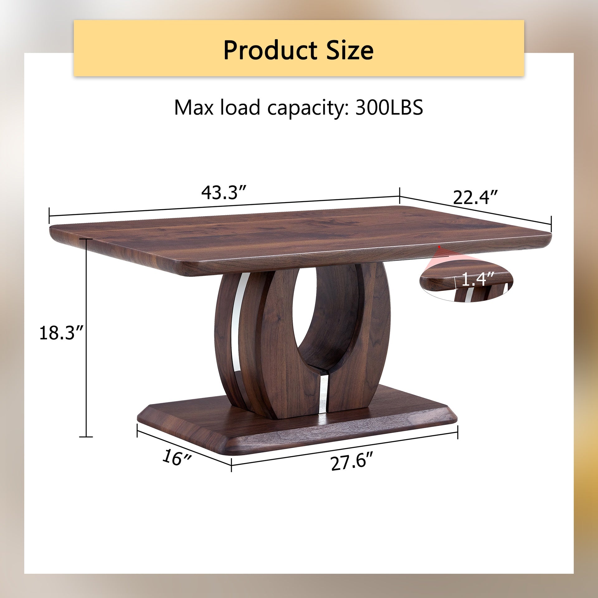 Modern Minimalist Walnut Dark Brown Texture Sticker-Patterned MDF Rectangular Coffee Table. Add a quiet and cozy atmosphere to your home.MDF coffee table,Walnut,Dark Brown textured Sticker,side table.