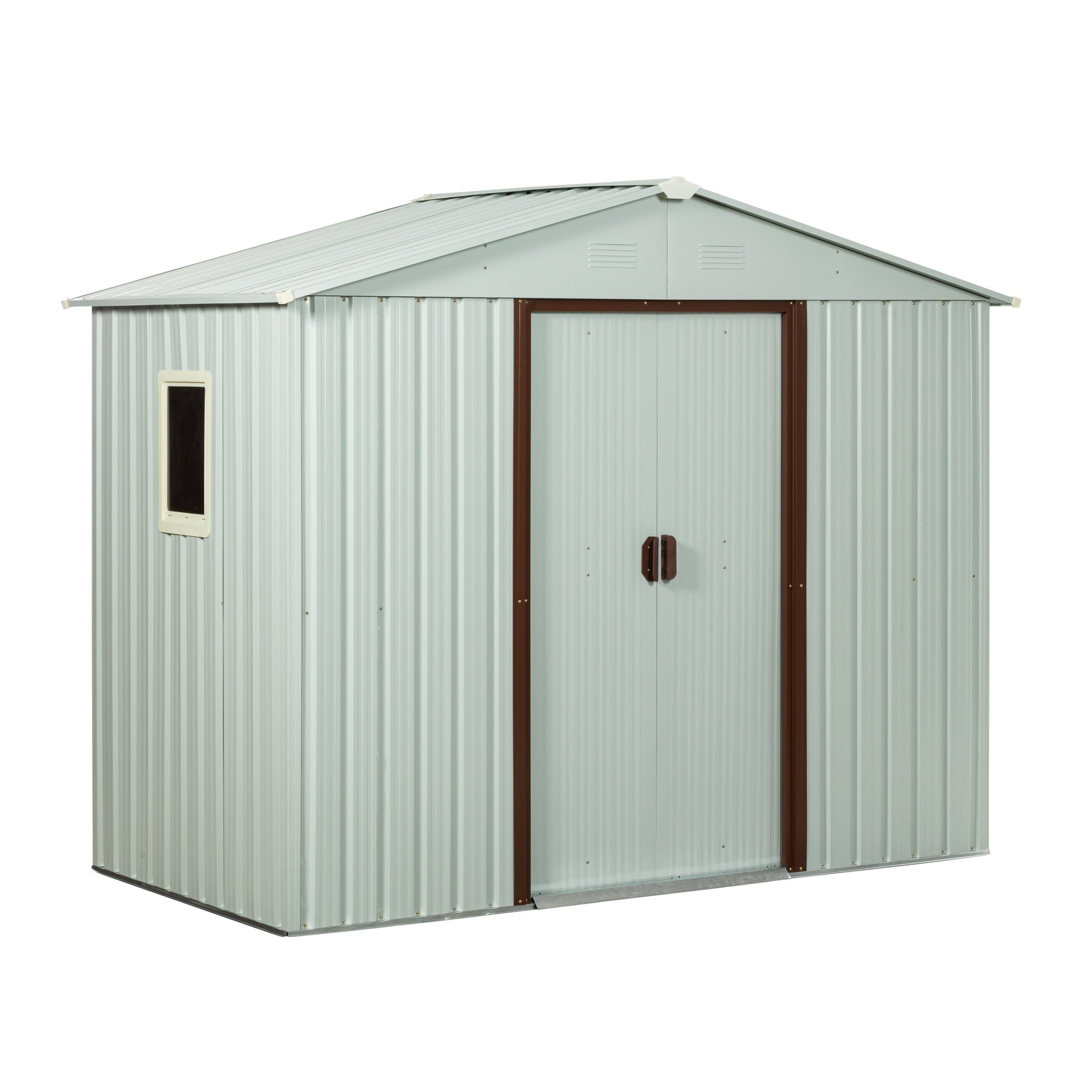 8ft x 4ft Outdoor Metal Storage Shed With window and metal foundation White