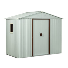 8ft x 4ft Outdoor Metal Storage Shed With window and metal foundation White