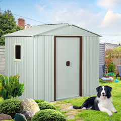 8ft x 4ft Outdoor Metal Storage Shed With window and metal foundation White