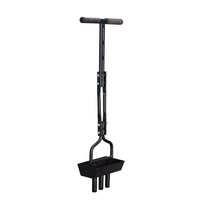Manual Lawn Aerator with Tray & 3 Hollow Slots Manual Soil Corer Collector Lawn