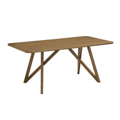Dafne 5Pc 70" Rectangular Walnut Oak Geometric Cross Base Dining Set