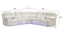 Lacrosse Modern Style power recliner sectional with Bluetooth speaker and LED made with wood & metal in Beige(CA INVENTORY)
