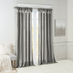 Twist Tab Lined Window Curtain Panel Charcoal 50x95"