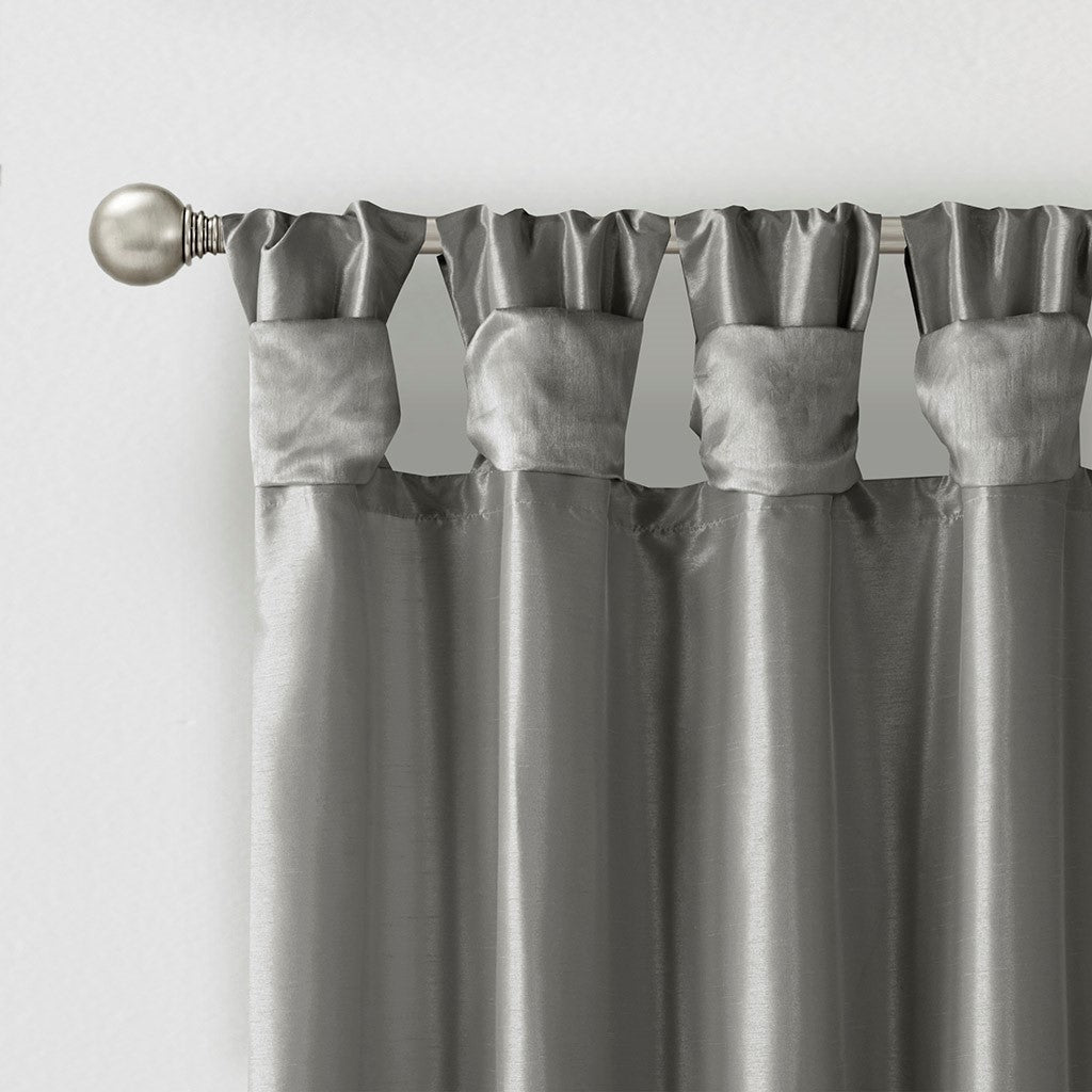 Twist Tab Lined Window Curtain Panel Charcoal 50x95"