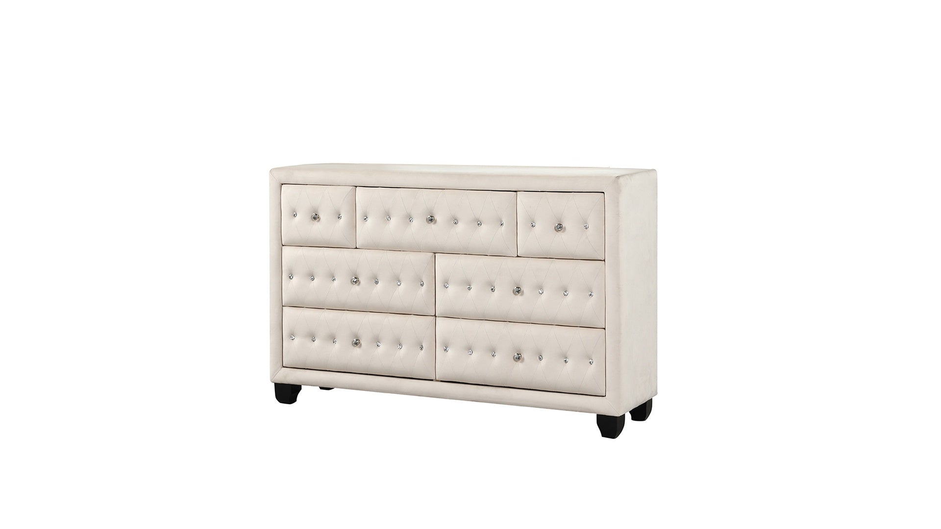 Encore Modern Style Tufted and Upholstered Queen 4PC Bedroom set made with wood in Beige(NJ Inventory)