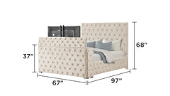 Encore Modern Style Tufted and Upholstered Queen 4PC Bedroom set made with wood in Beige(NJ Inventory)