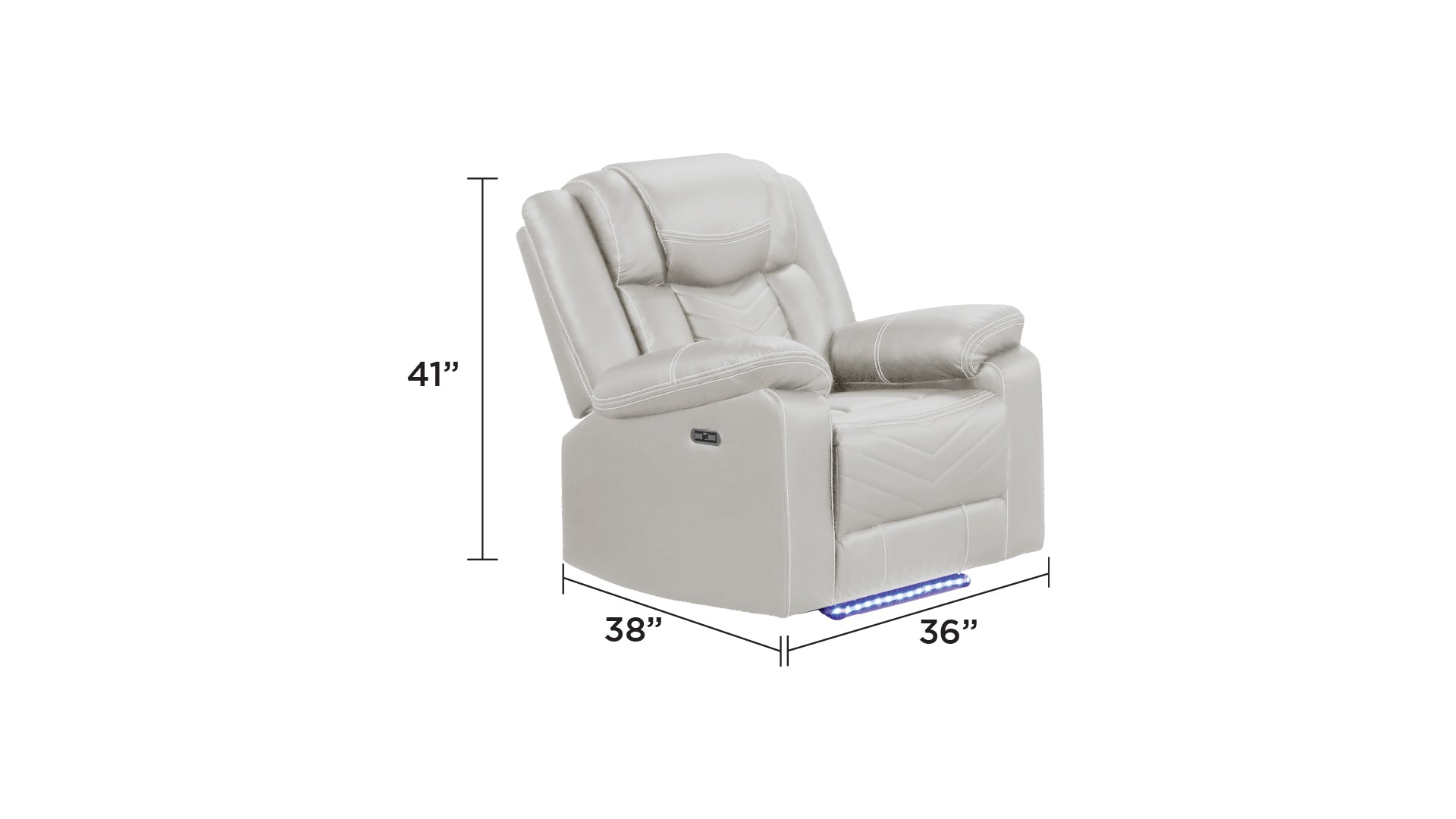 Challenger Modern Contemporary LED Power Recliner 3PC(Sofa + Loveseat + Chair) including cup holders Loveseat with console & Bluetooth speakers made with wood and metal frame in Beige(NJ INVENTORY)