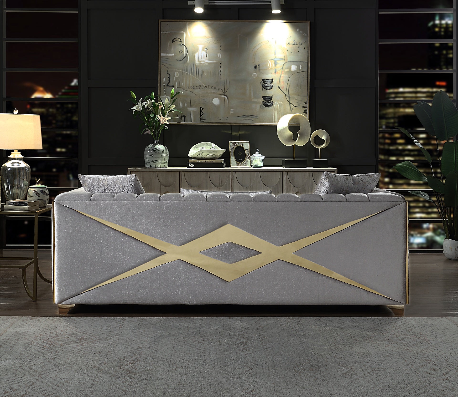 Velencia 2Pc Modern Living Room Set  in Silver